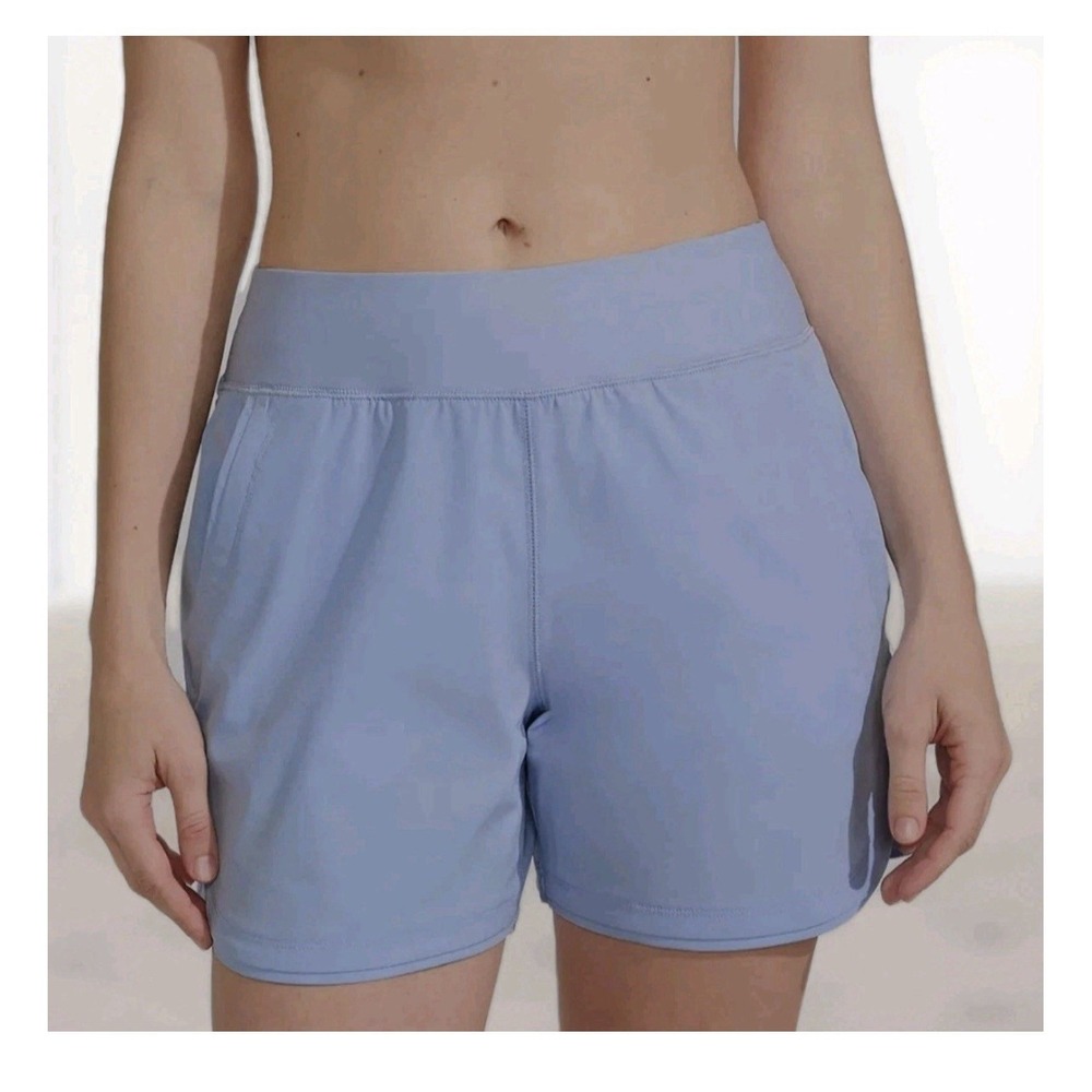 Lands' End Light Blue Swim Board Shorts w/ Liner 5" Inseam -- Size 12